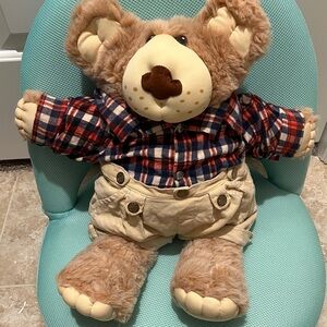 Cabbage patch furkin Brown Plush in Plaid Shirt and Cream Shorts - Kids Toy